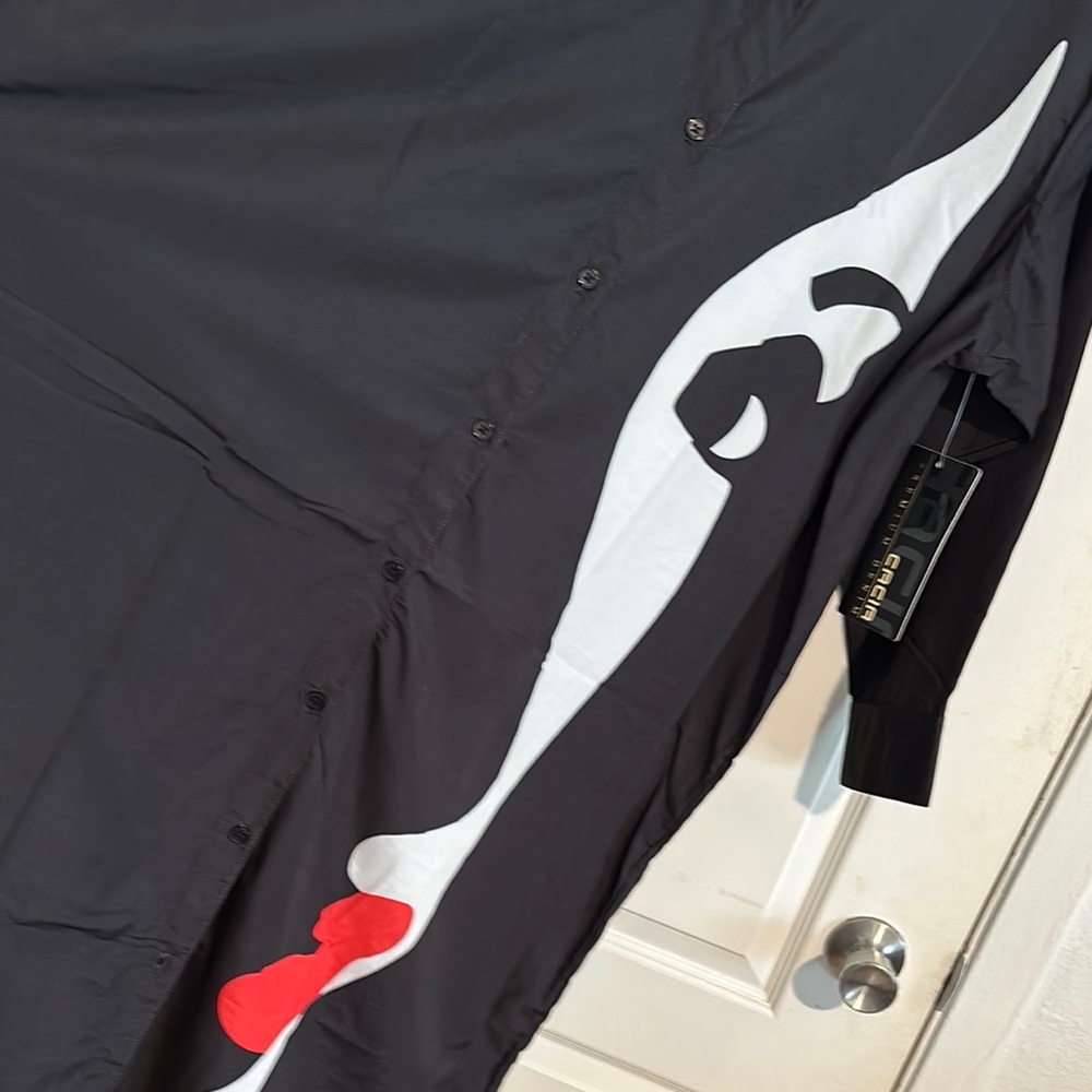 Black and White Casual Button Down Dress with Graphic Design NWT - Picture 6 of 6